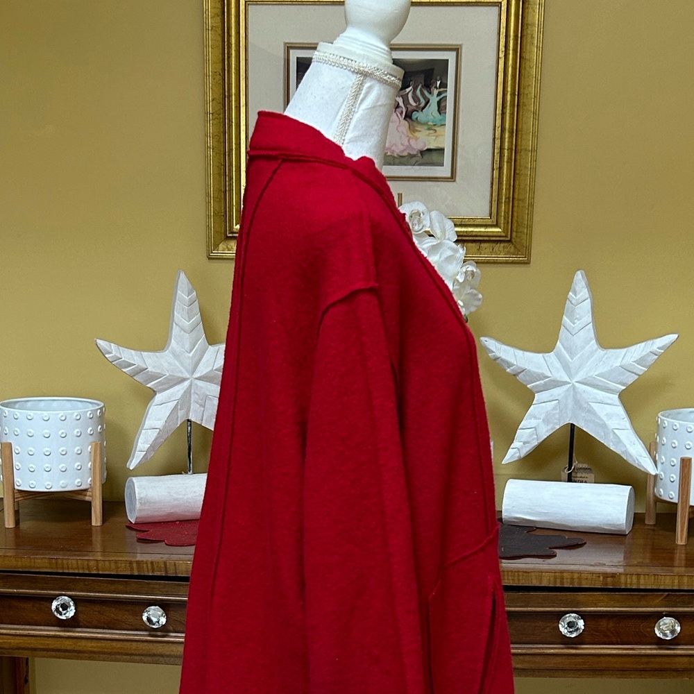 Coldwater Creek Women’s Vintage Artsy Wool Blend Red Holiday Jacket Coat Size 1X - Picture 5 of 15